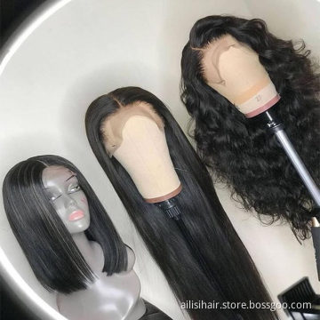 100% virgin brazilian human hair lace front wigs,cheap wholesale natural human hair wigs for black women,hd lace frontal wig